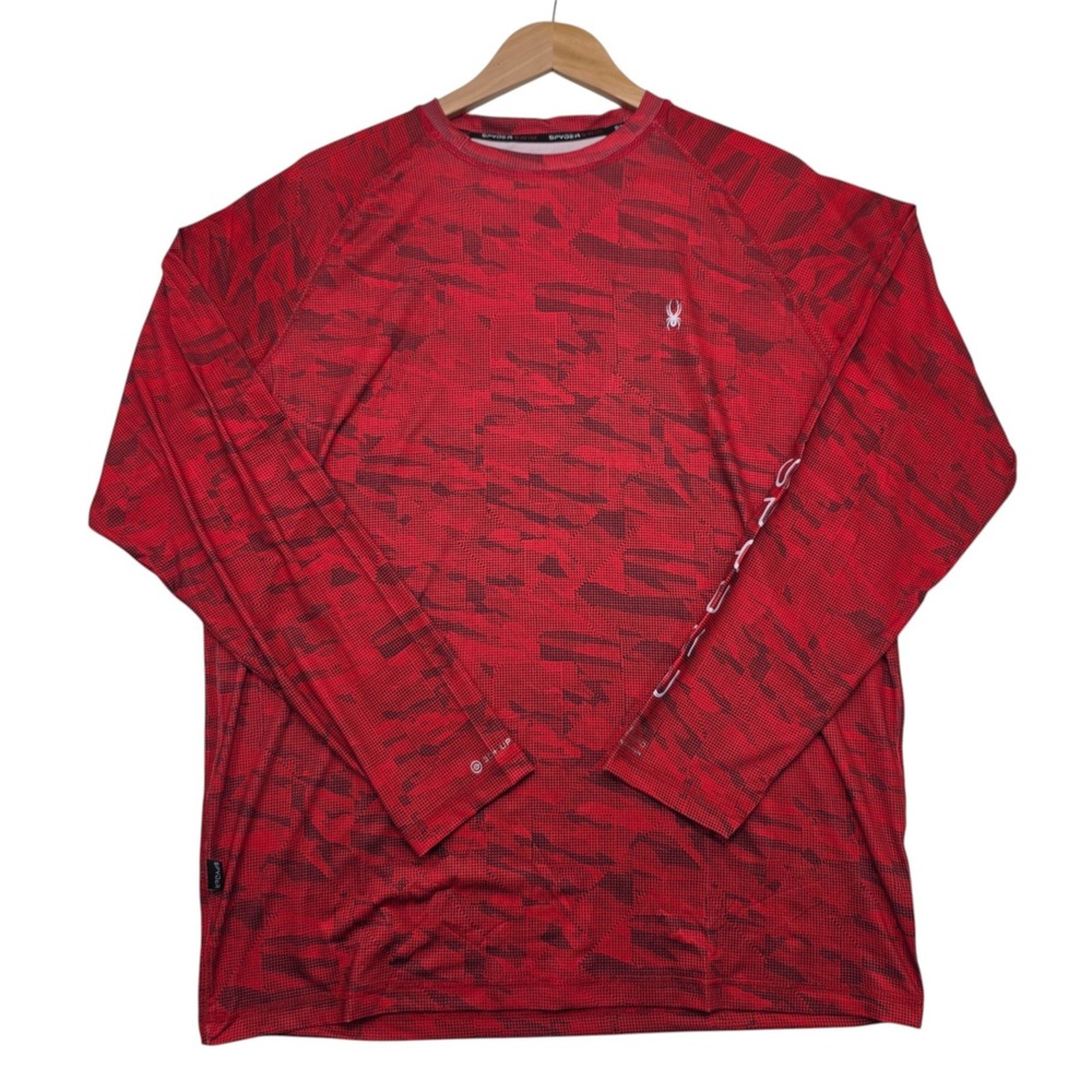 Spyder Swim Mens Red Camo Rash Guard Long Sleeve UPF 30+ Large